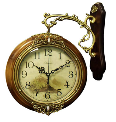 Оригинальные двусторонние часы на кронштейне